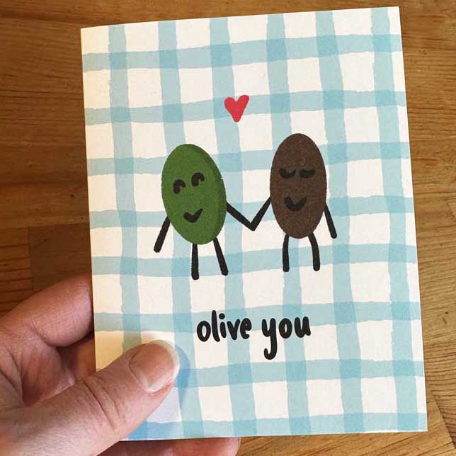 olive you ( i love you ) greeting card