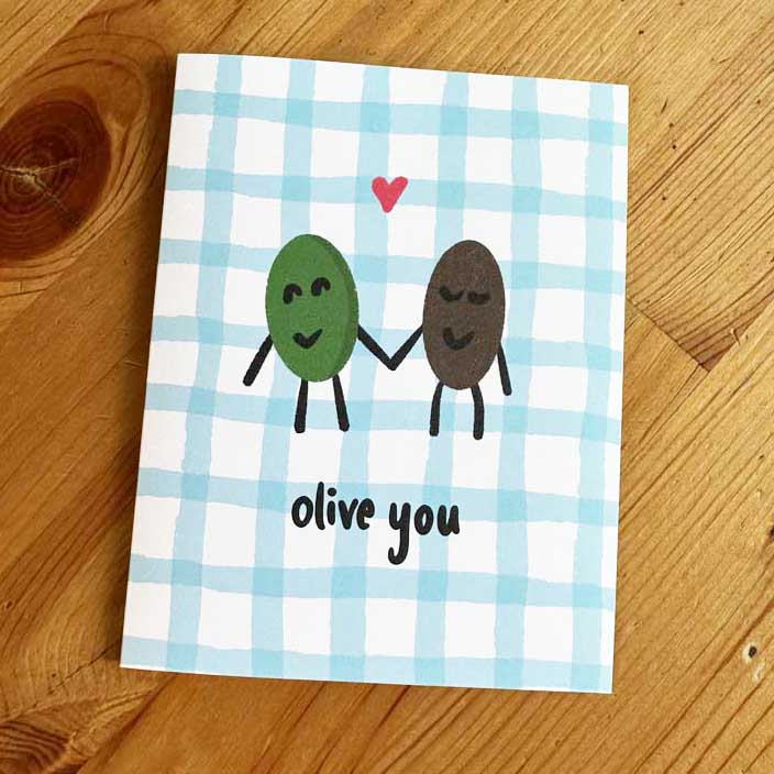 olive you ( i love you ) greeting card